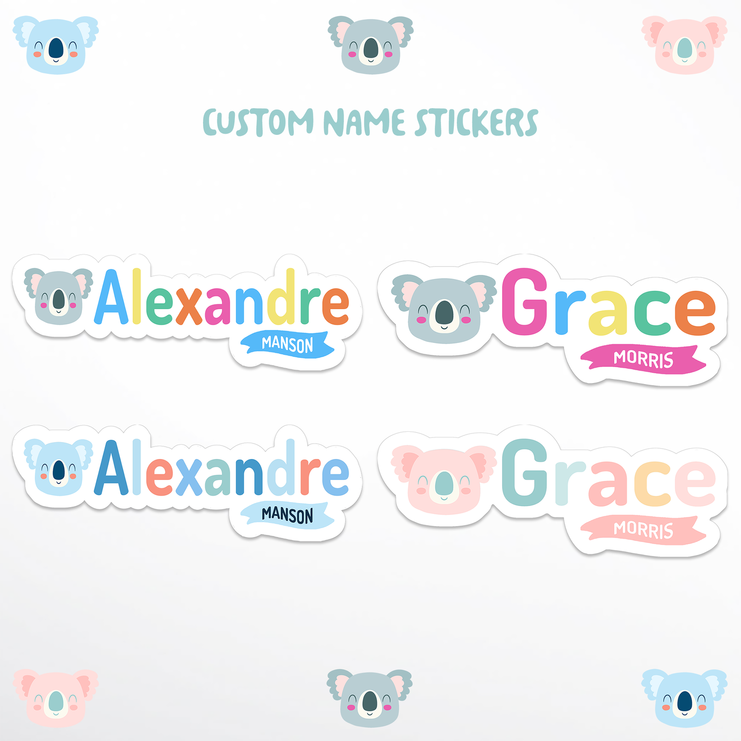 Happi Animal Kids Name Labels - Koala