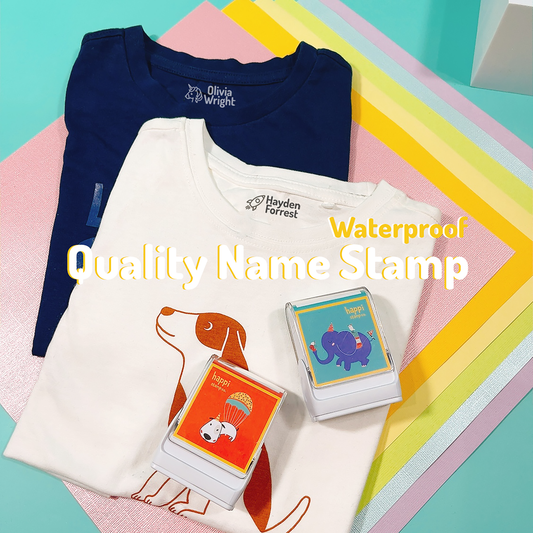 waterproof name stamp with white ink happi stamp co